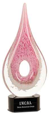 12" Pink Round Window Raindrop Art Glass 