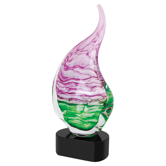 15 1/2" Pink/Green Art Glass 
