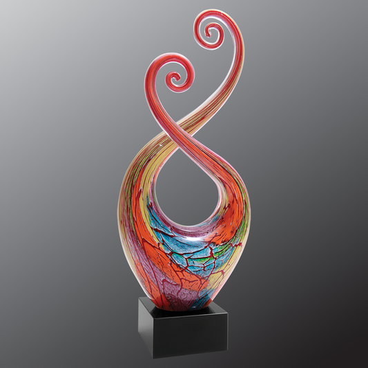 14" Multi-Color Twist Art Glass with Black Base 