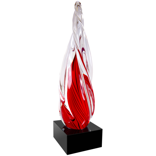 12" Red Twisted Spire with Black Base 