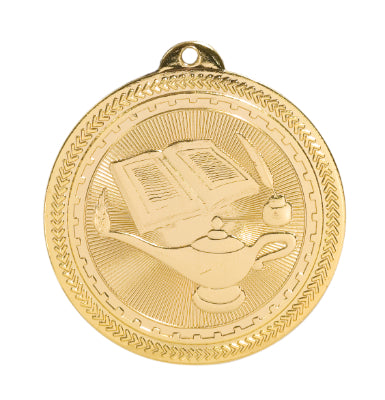 2" Lamp of Knowledge Laserable BriteLazer Medal