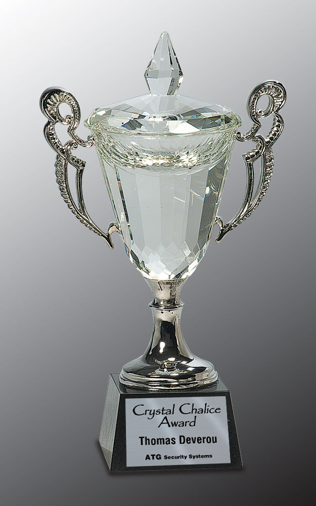 Crystal Cup with Silver Handles and Stem