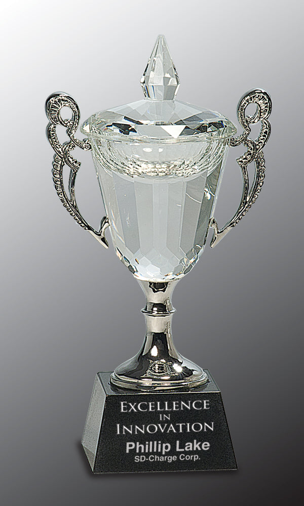 Crystal Cup with Silver Handles and Stem