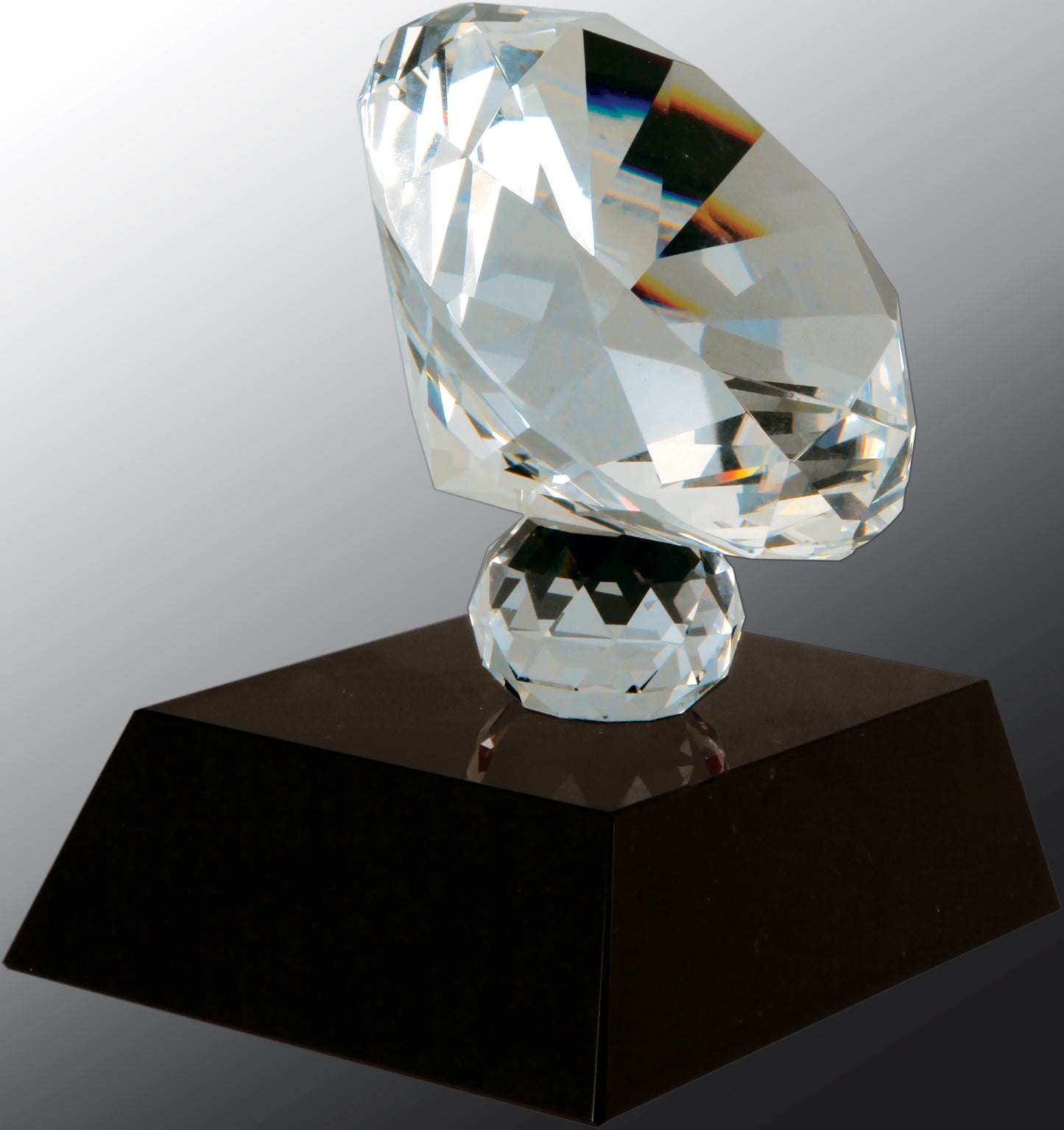 Crystal Diamond on Black Pedestal Base