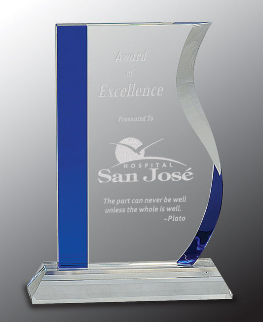 Blue Edge Crystal Wave on Clear Base