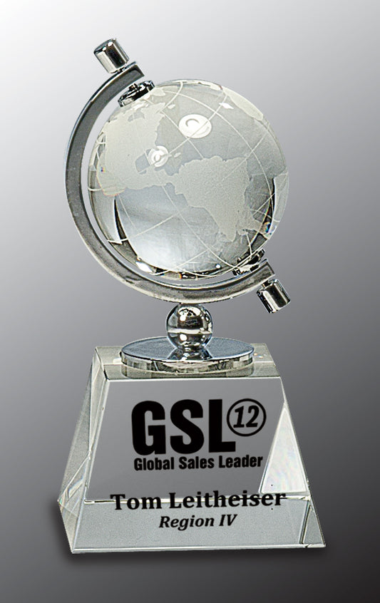 Crystal Spinning Globe on Clear Base