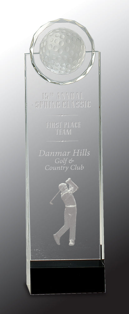 Clear/Black Crystal Standup with 3D Golfer