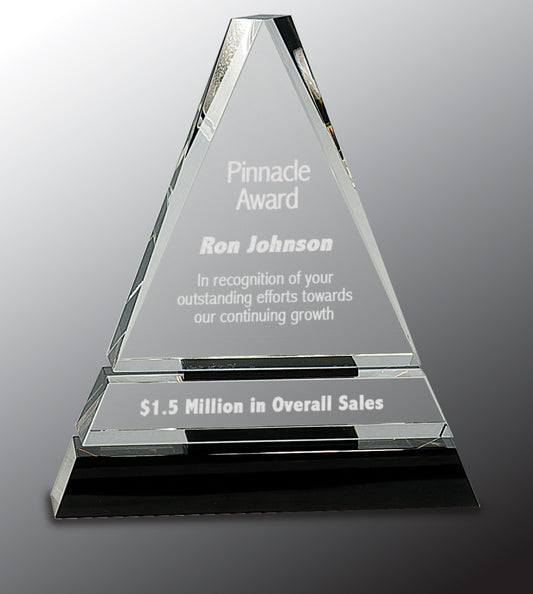 Clear Crystal Triangle on Black Crystal Pedestal Base