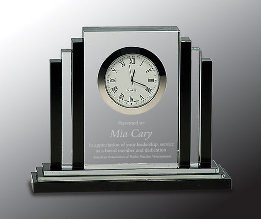 Clear Crystal with Clock with Black Crystal Trim