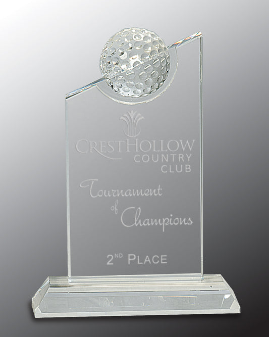 Clear Crystal with Inset Crystal Golf Ball on Clear Base