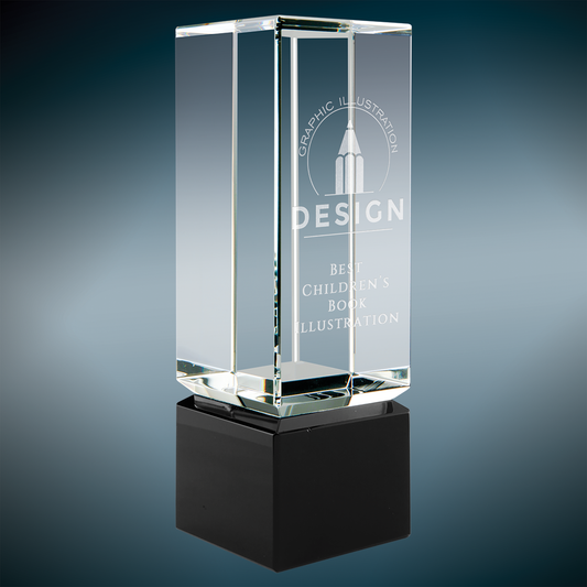 Clear Crystal Block on Black Crystal Base