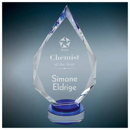 Diamond Crystal on Blue & Clear Round Base