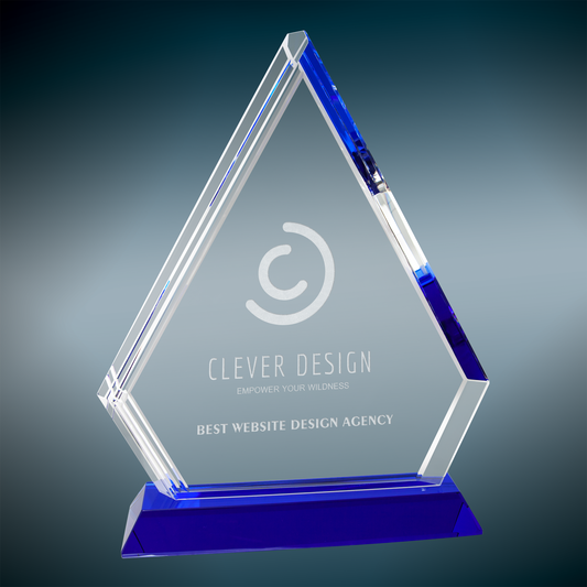 Crystal Diamond on Blue Pedestal Base