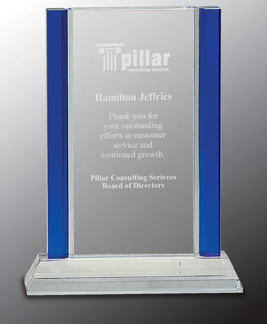 Blue 2-Edge Crystal on Clear Base