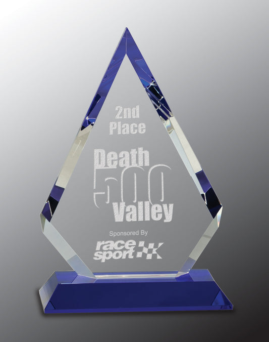 Clear Crystal Diamond on Blue Pedestal Base