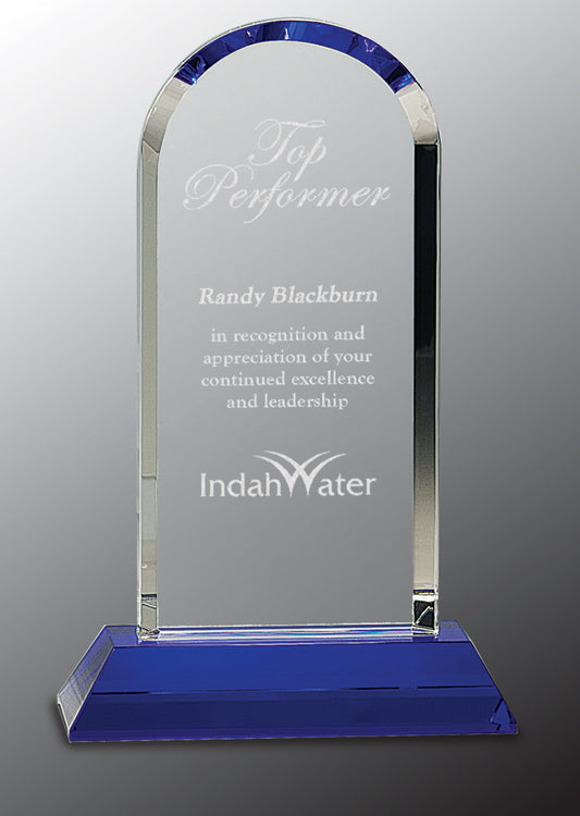 Clear Crystal Dome on Blue Pedestal Base