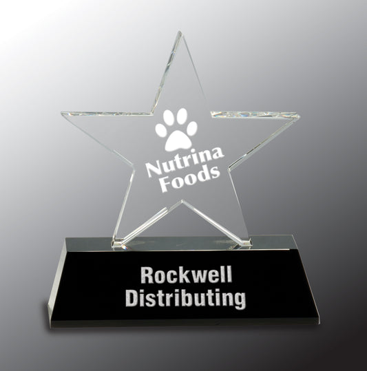 Clear Crystal Star on Black Pedestal Base