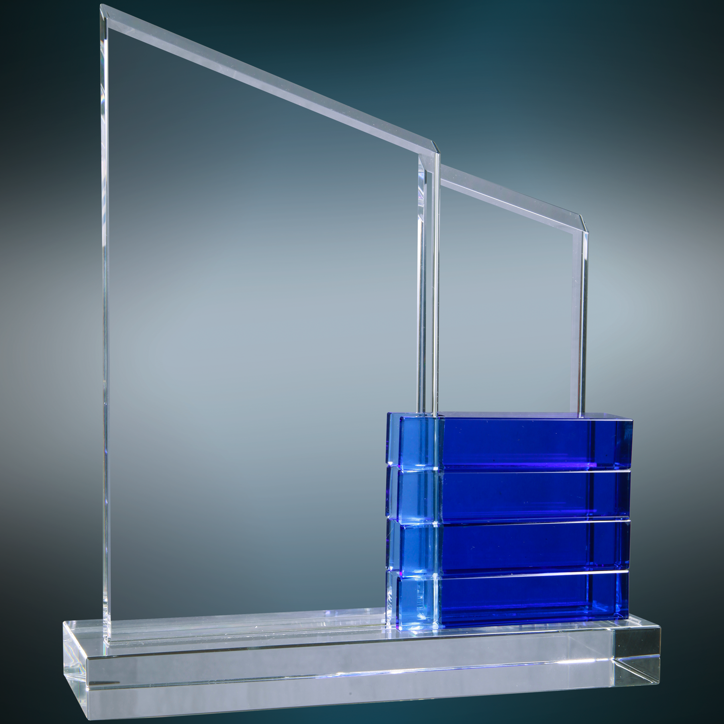 Crystal Perpetual Standup Plaque with 4 Blue Crystal Blocks