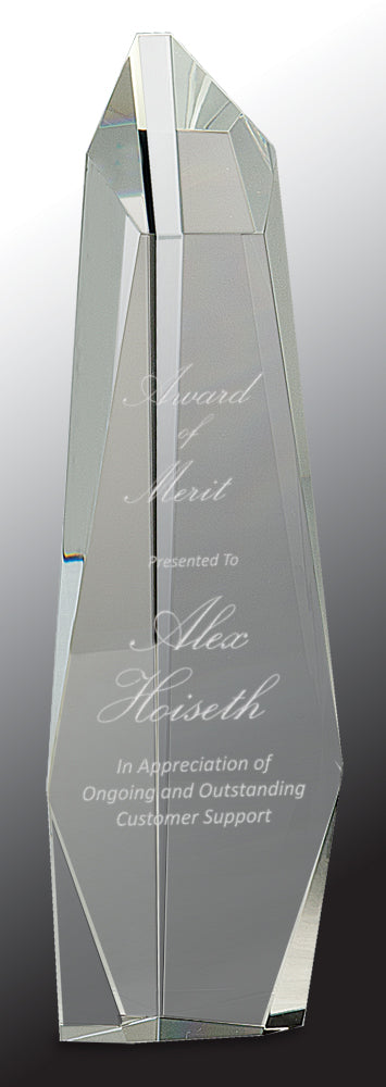 Clear Crystal Facet Slant-Top Tower
