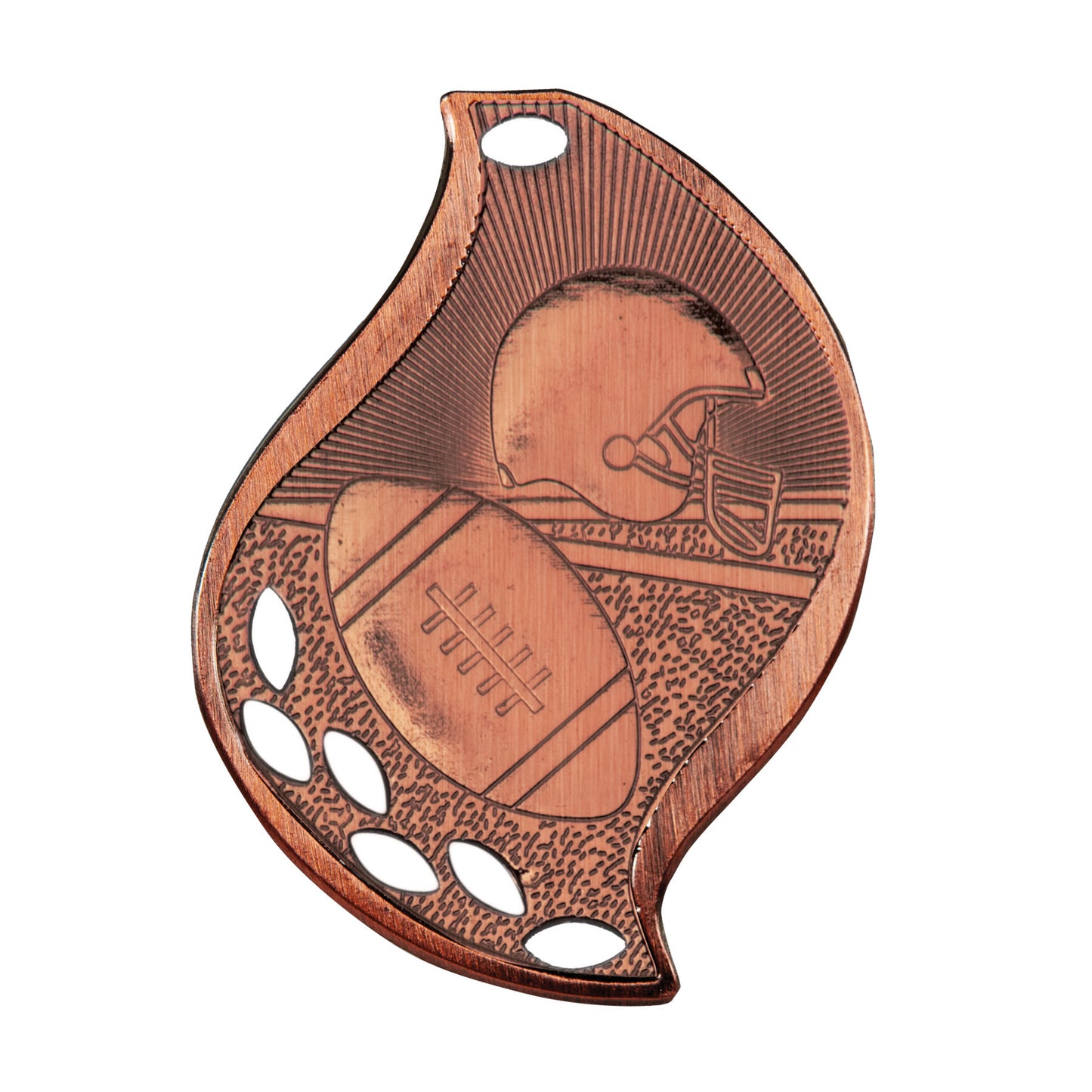 2 1/4" Football Laserable Flame Medal