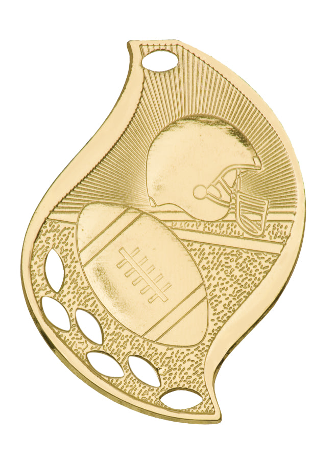 2 1/4" Football Laserable Flame Medal