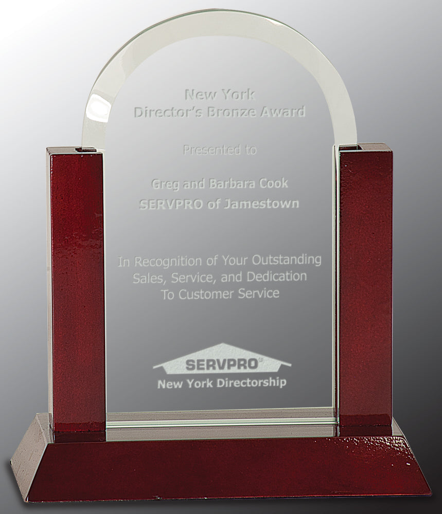 Gateway Jade Dome Glass Award with Rosewood Finish Base