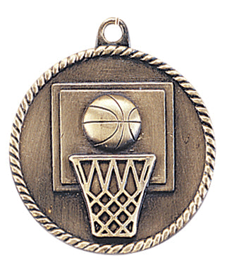 2" Basketball High Relief Medal