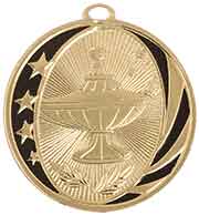 2" Lamp of Knowledge Laserable MidNite Star Medal