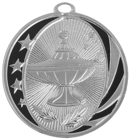 2" Lamp of Knowledge Laserable MidNite Star Medal