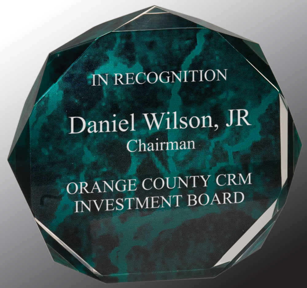 Green Marble Octagon Acrylic Award