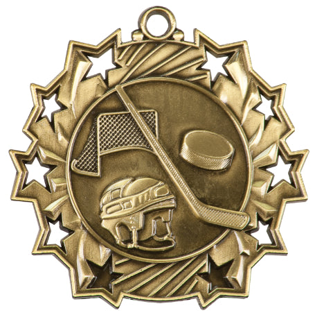 2 1/4" Hockey Ten Star Medal