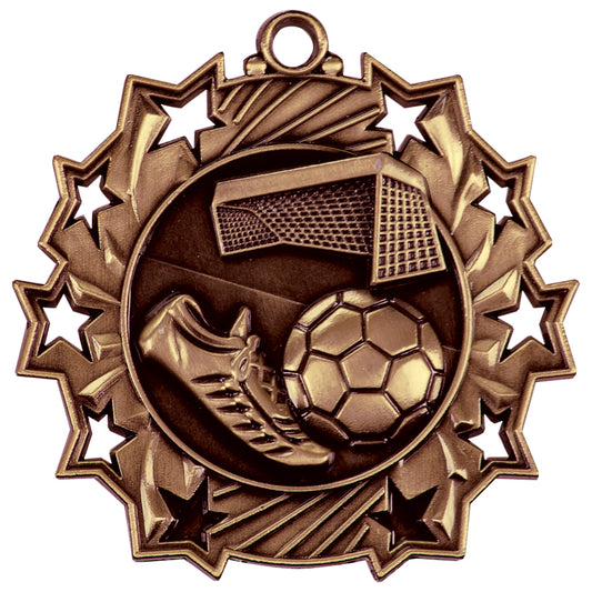 2 1/4" Soccer Ten Star Medal