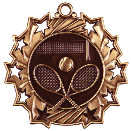 2 1/4" Tennis Ten Star Medal