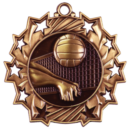 2 1/4" Volleyball Ten Star Medal