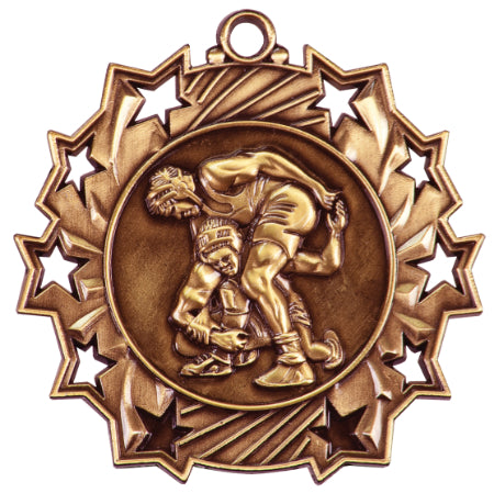 2 1/4" Wrestling Ten Star Medal