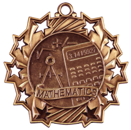 2 1/4" Math Ten Star Medal