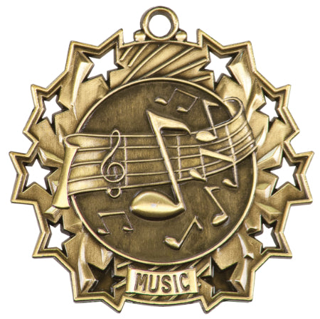 2 1/4" Music Ten Star Medal