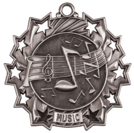 2 1/4" Music Ten Star Medal