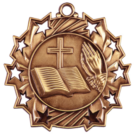 2 1/4" Religious Ten Star Medal