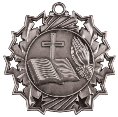 2 1/4" Religious Ten Star Medal
